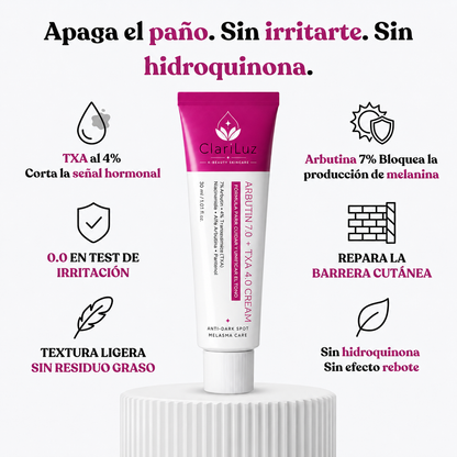ClariLuz Crema Anti-Paño · Fórmula 4 Vías